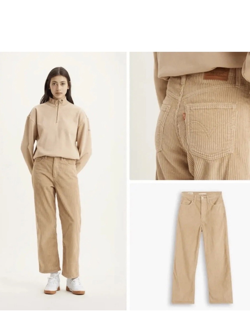 Levi's Ribcage Straight Ankle Corduroy Pants-Granola Tan-Women's Size 24